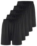 Five Pack Black Drawstring Athletic Shorts
