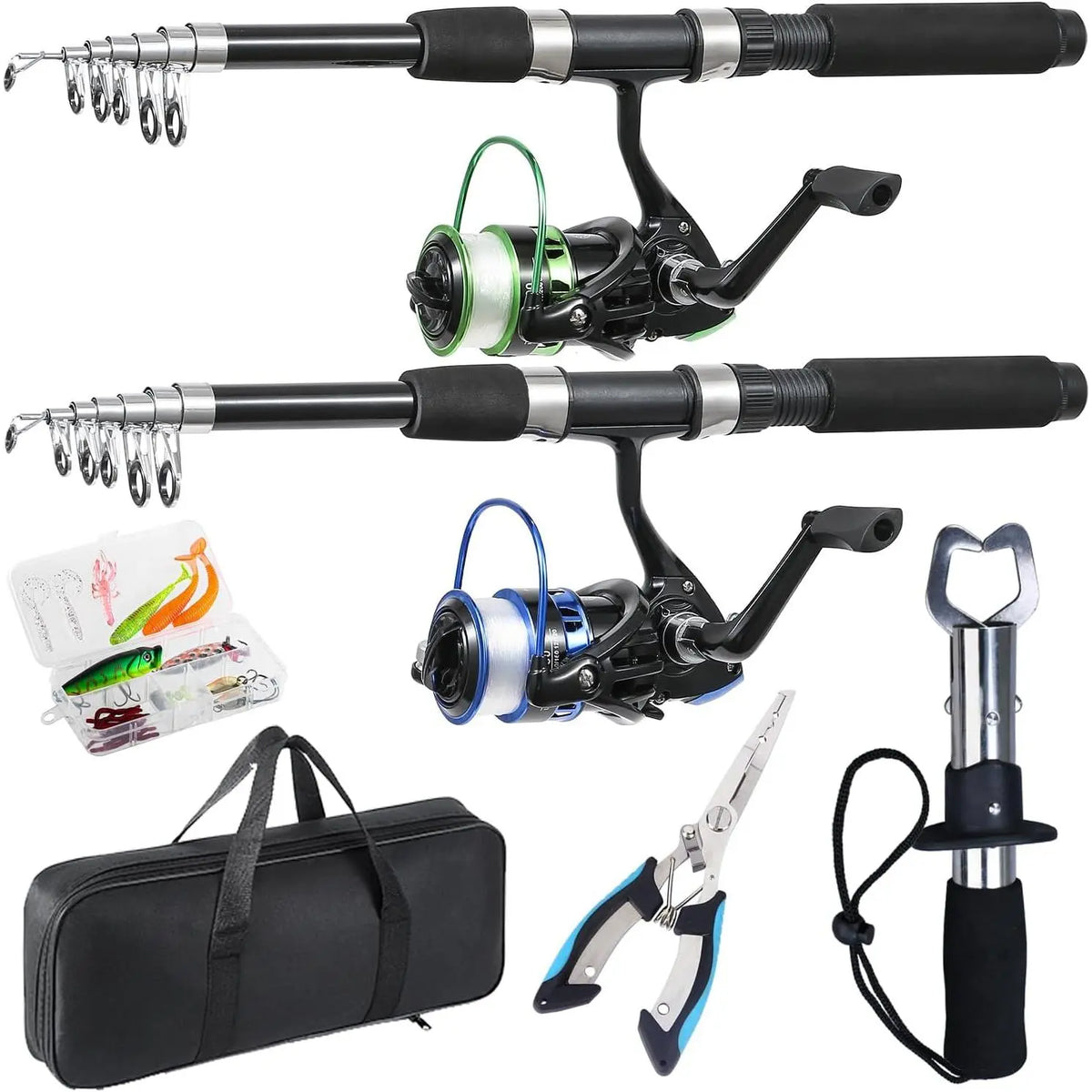 Telescopic Fishing Rod and Reel Kit With Carry Case