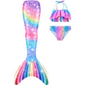 Girls' Rainbow Scale Mermaid Tail and Bikini Set