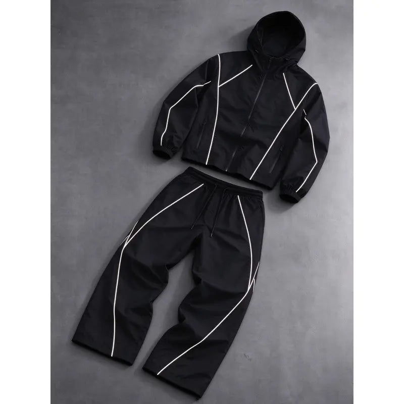 White Hooded Jacket and Wide-Leg Pants Set