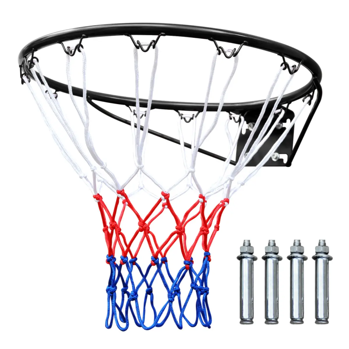 Wall Mounted Basketball Rim with Red White Blue Net