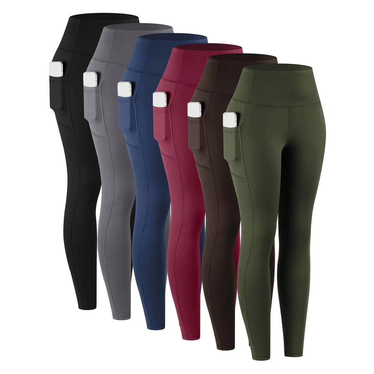 High-Waist Leggings Set with Side Phone Pockets