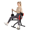 Black Seated Thigh Machine with Red Pads