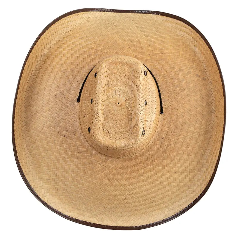 Woven Straw Hat with Very Wide Curved Brim