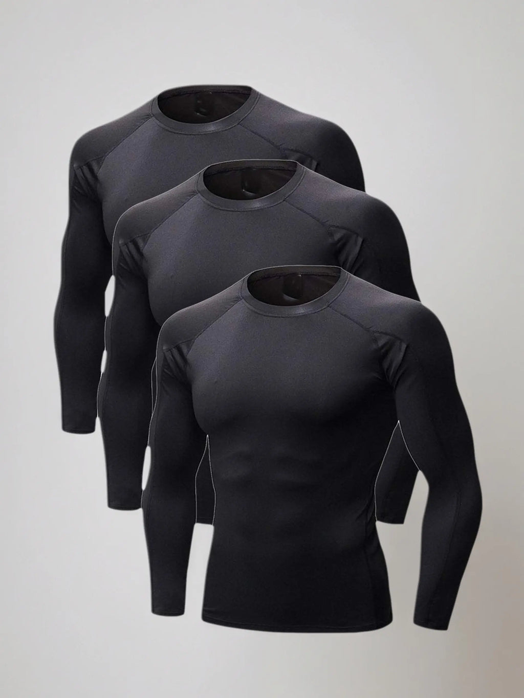 Black Long Sleeve Compression Shirts, Set of Three
