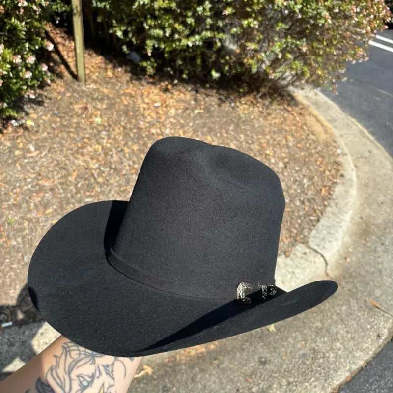 Black Felt Western Hat with Metal Buckle