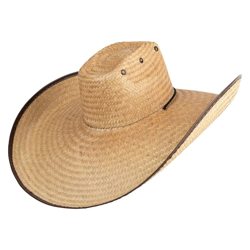 Woven Straw Hat with Very Wide Curved Brim