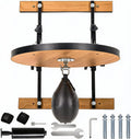 Round Wooden Speed Bag Platform With Leather Bag