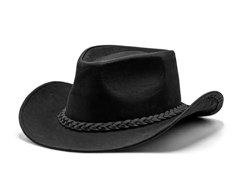 Black Wide-Brim Hat with Braided Band