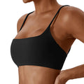 Black Square Neck Strappy Crop Bra Top
