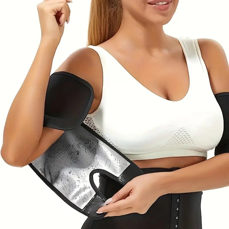 Black Neoprene Arm Wraps with Silver Lining