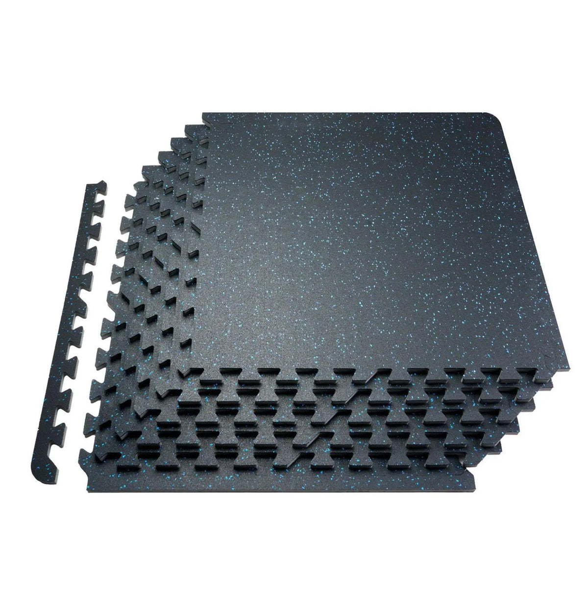 Dark Speckled Rubber Interlocking Gym Floor Tiles