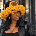 Crochet Sunflower Hat With Ruffled Yellow Brim