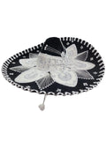 Black Wide-Brim Hat with Silver Embroidery
