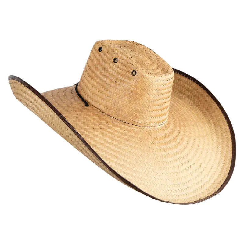 Woven Straw Hat with Very Wide Curved Brim