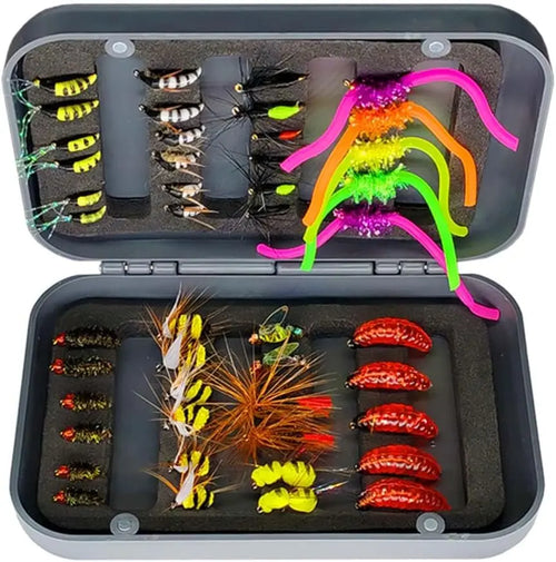 Assorted Fly Fishing Lures in Foam-Lined Box