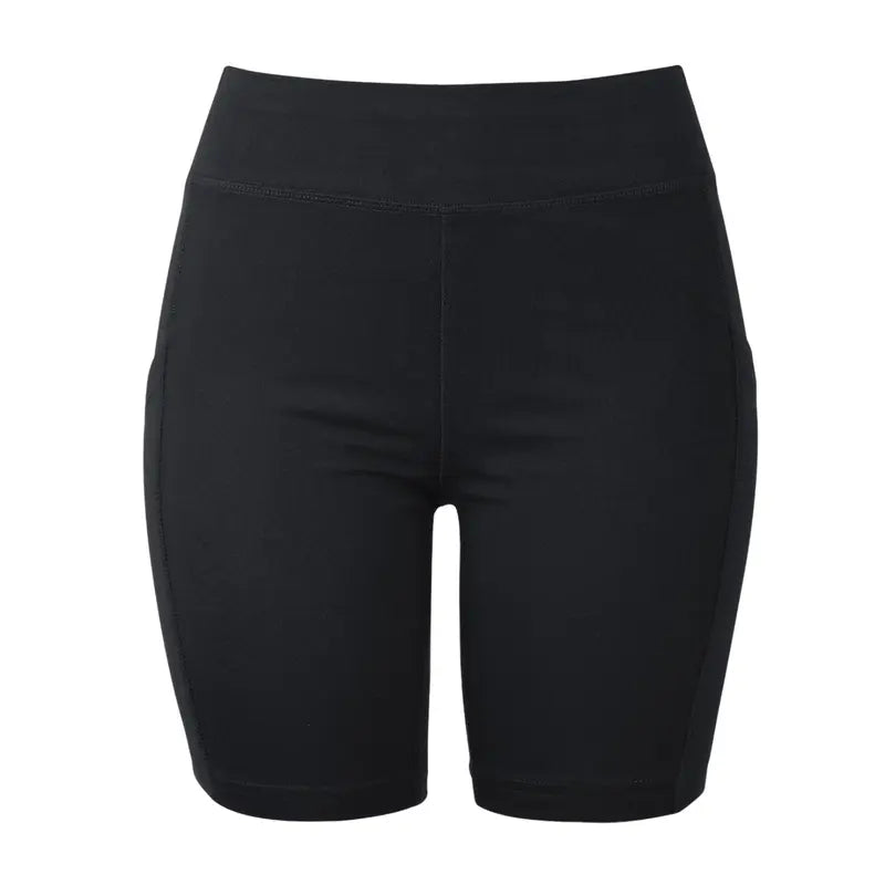 Three Black High-Waisted Stretch Biker Shorts