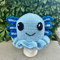 Light Blue Crochet Bucket Hat with Gill Details