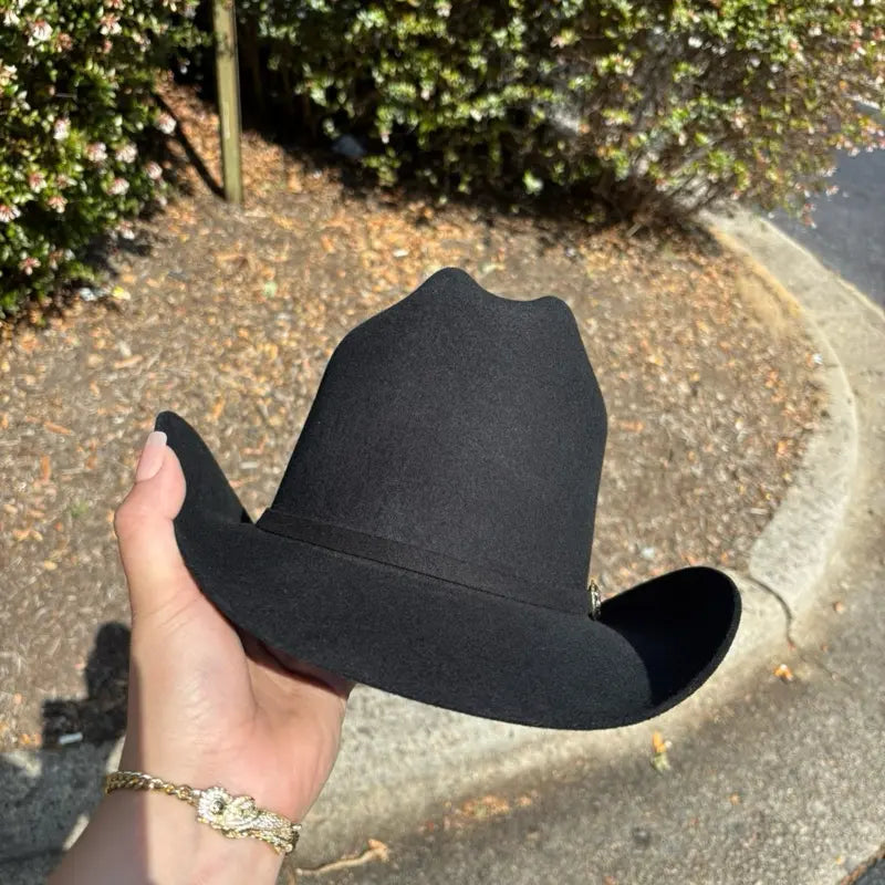 Black Felt Western Hat with Metal Buckle