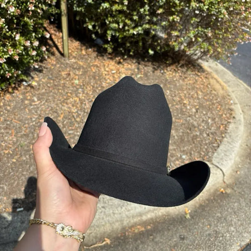 Black Felt Western Hat with Metal Buckle