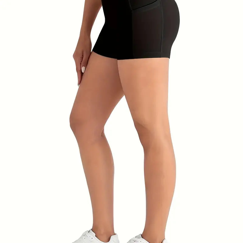 Black High Waist Shorts with Side Phone Pockets