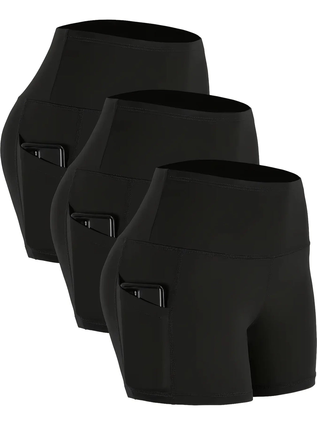 Black High Waist Shorts with Side Phone Pockets