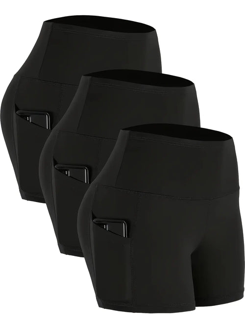 Black High Waist Shorts with Side Phone Pockets