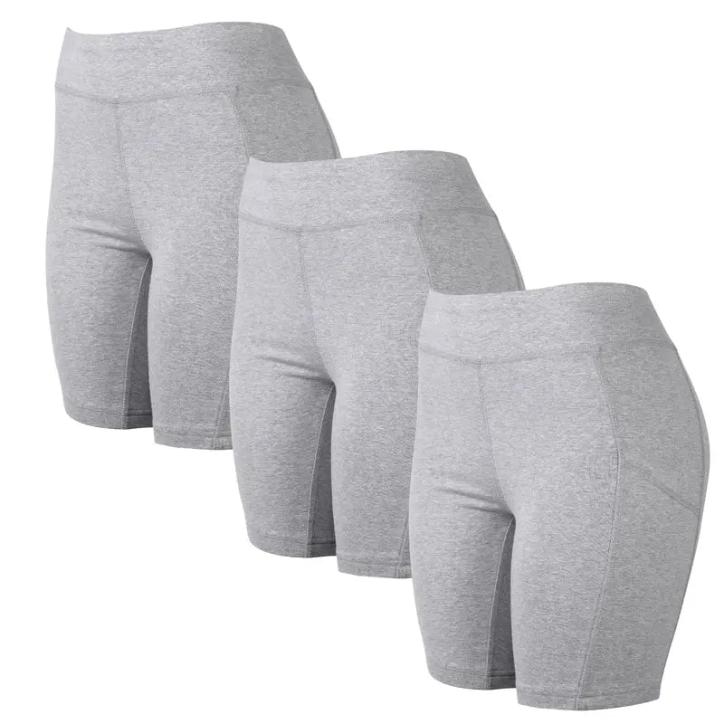 Three Black High-Waisted Stretch Biker Shorts