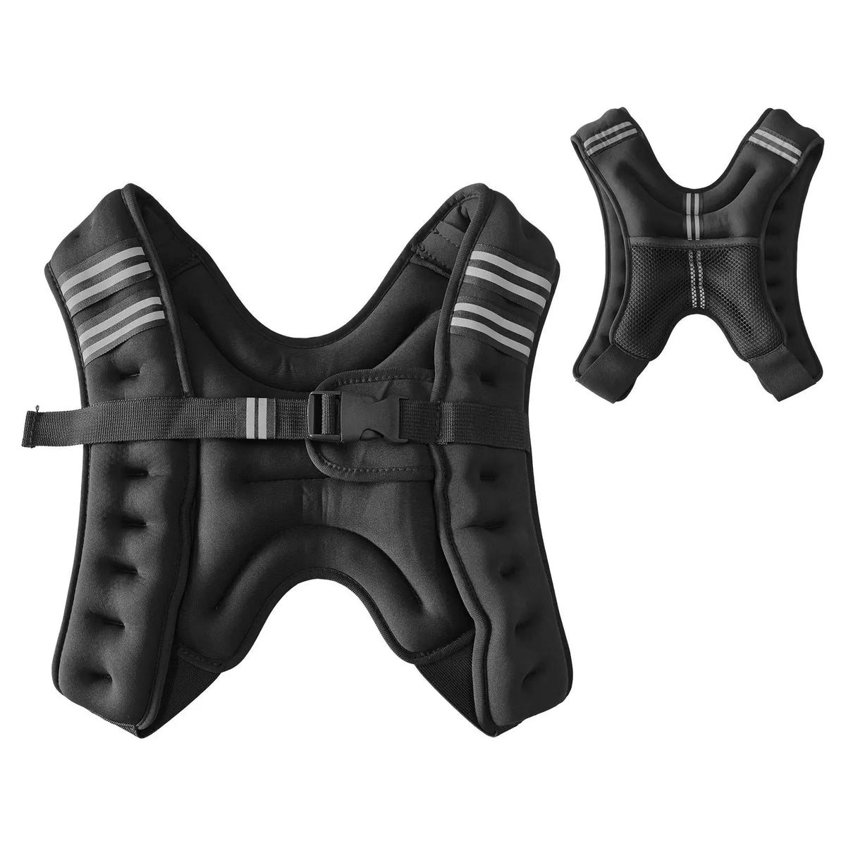 Black Padded Weighted Vest With Reflective Strips
