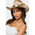Woven Straw Cowboy Hat with Wooden Buttons
