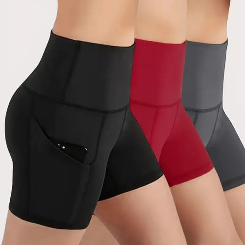 Black High Waist Shorts with Side Phone Pockets