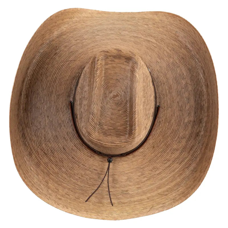 Wide Brim Woven Palm Straw Hat with Chin Cord