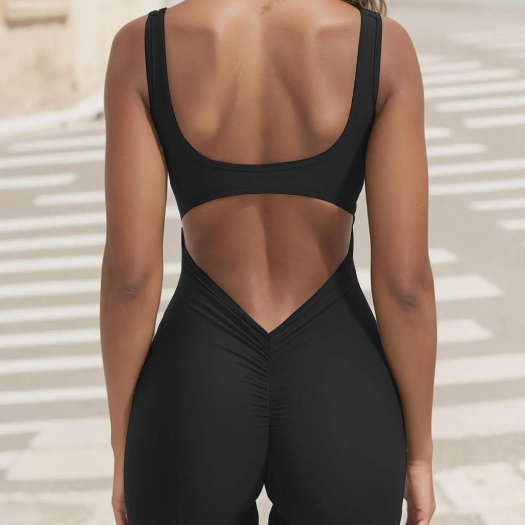 Olive Green Backless Ruched Short Bodysuit