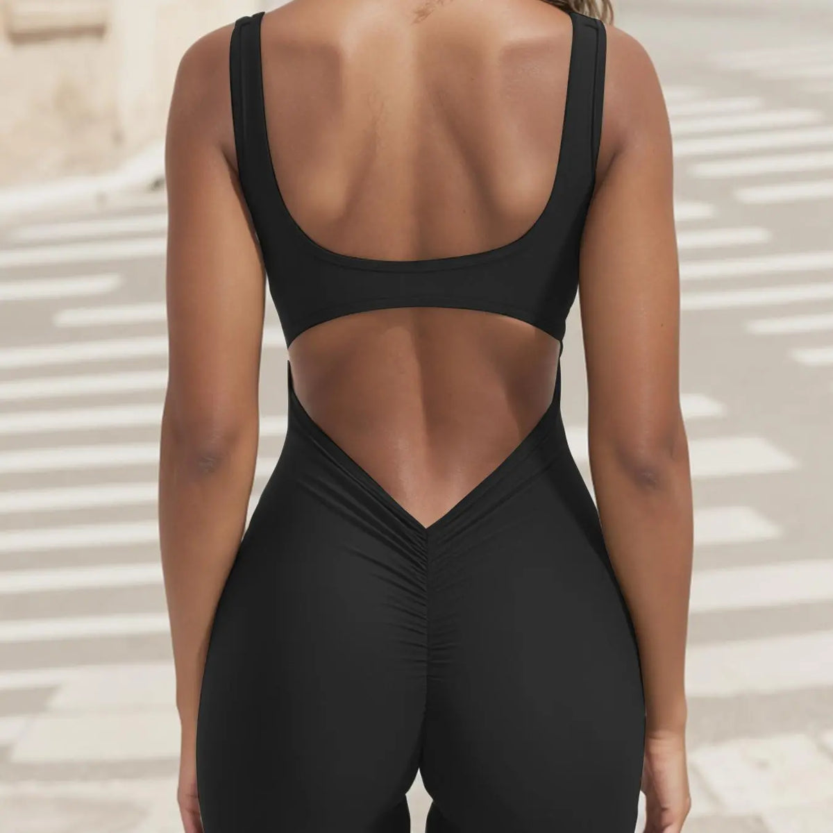 Olive Green Backless Ruched Short Bodysuit