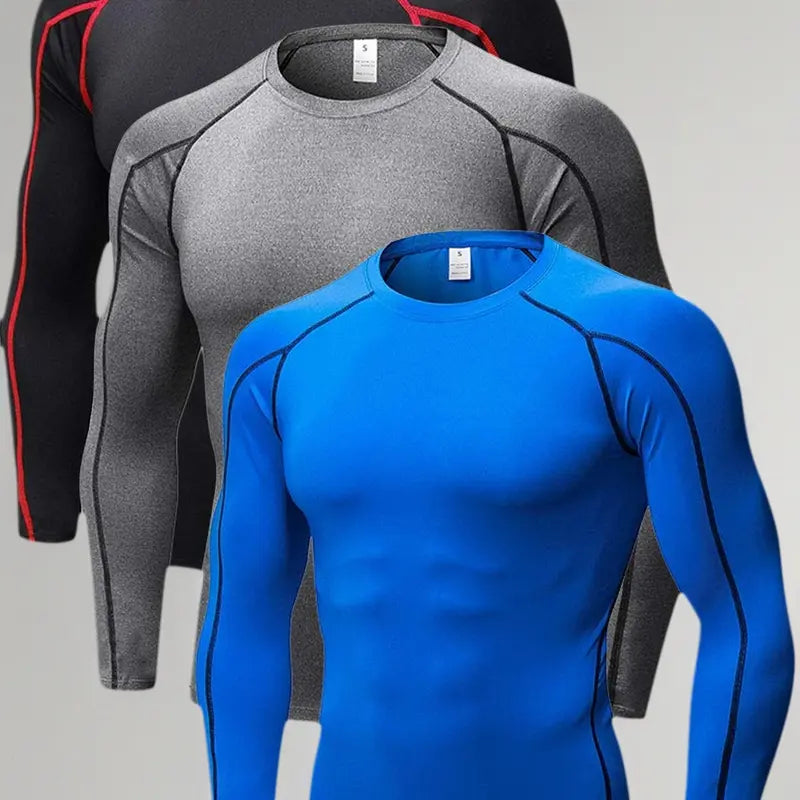 Black Long Sleeve Compression Shirts, Set of Three