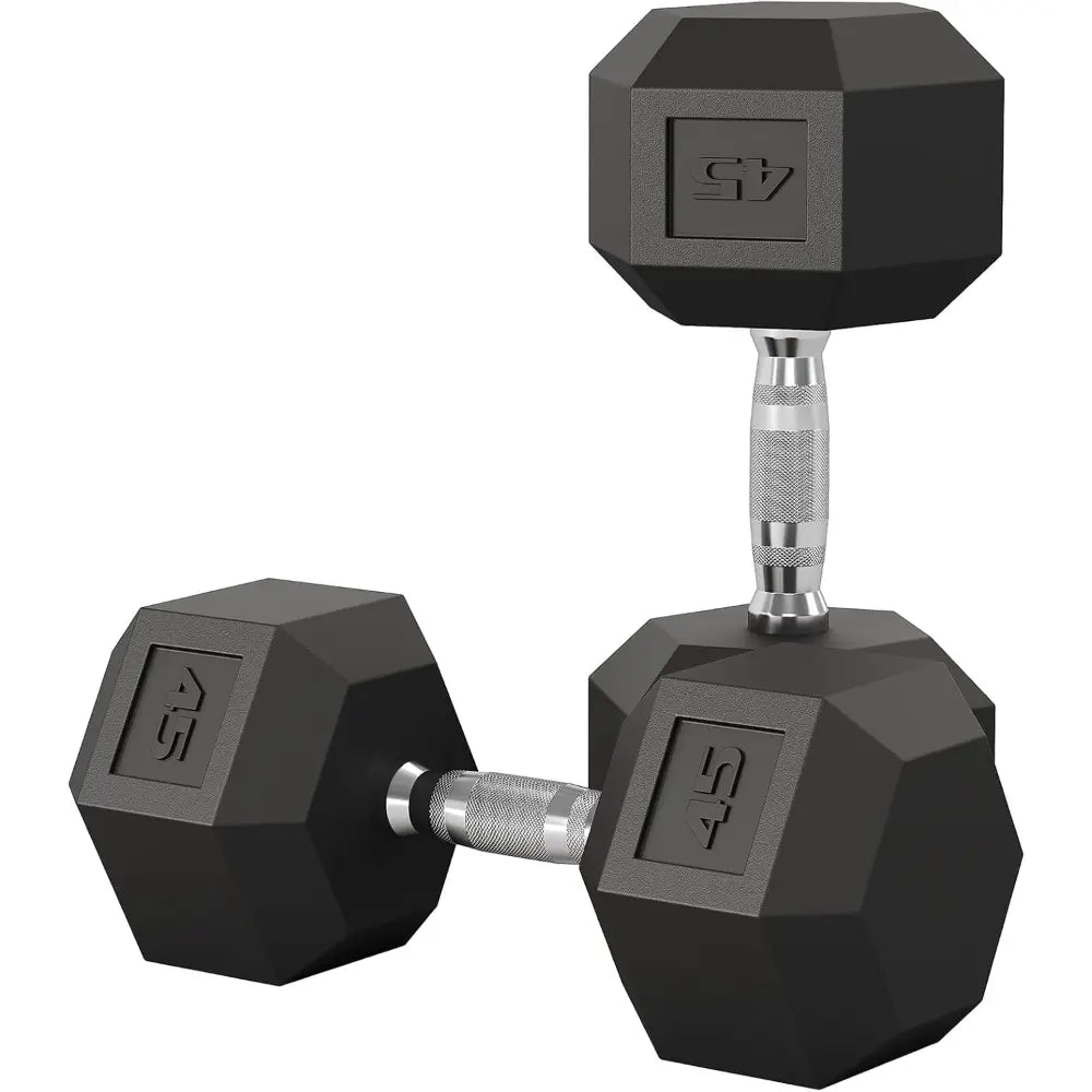 Heavy Hex Dumbbell Pair With Knurled Steel Grips