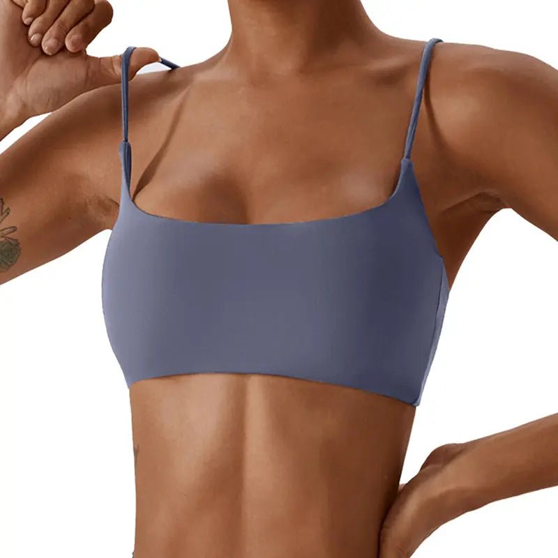 Black Square Neck Strappy Crop Bra Top