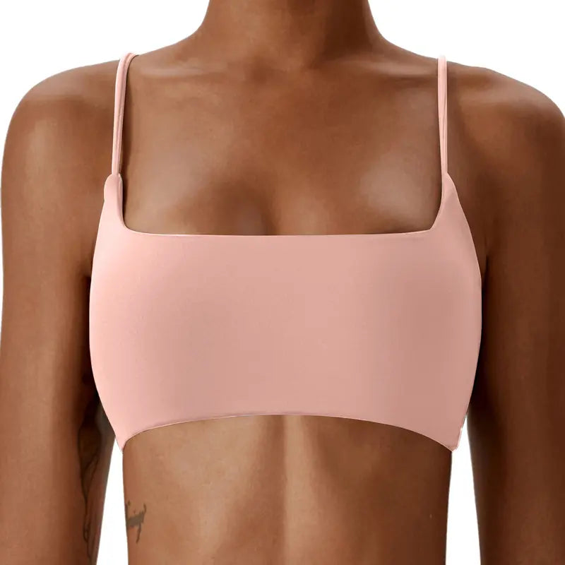 Black Square Neck Strappy Crop Bra Top
