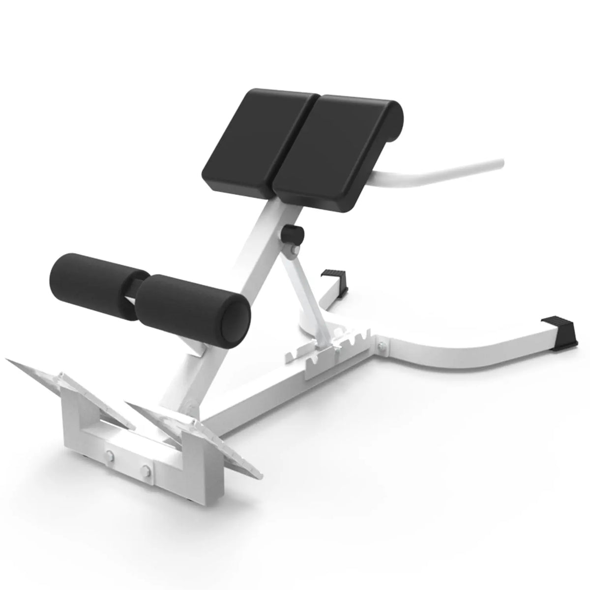 White Steel Frame Back Extension Bench with Black Pads