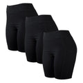 Three Black High-Waisted Stretch Biker Shorts