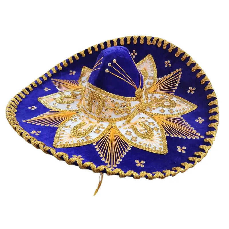 Black Wide-Brim Hat with Silver Embroidery