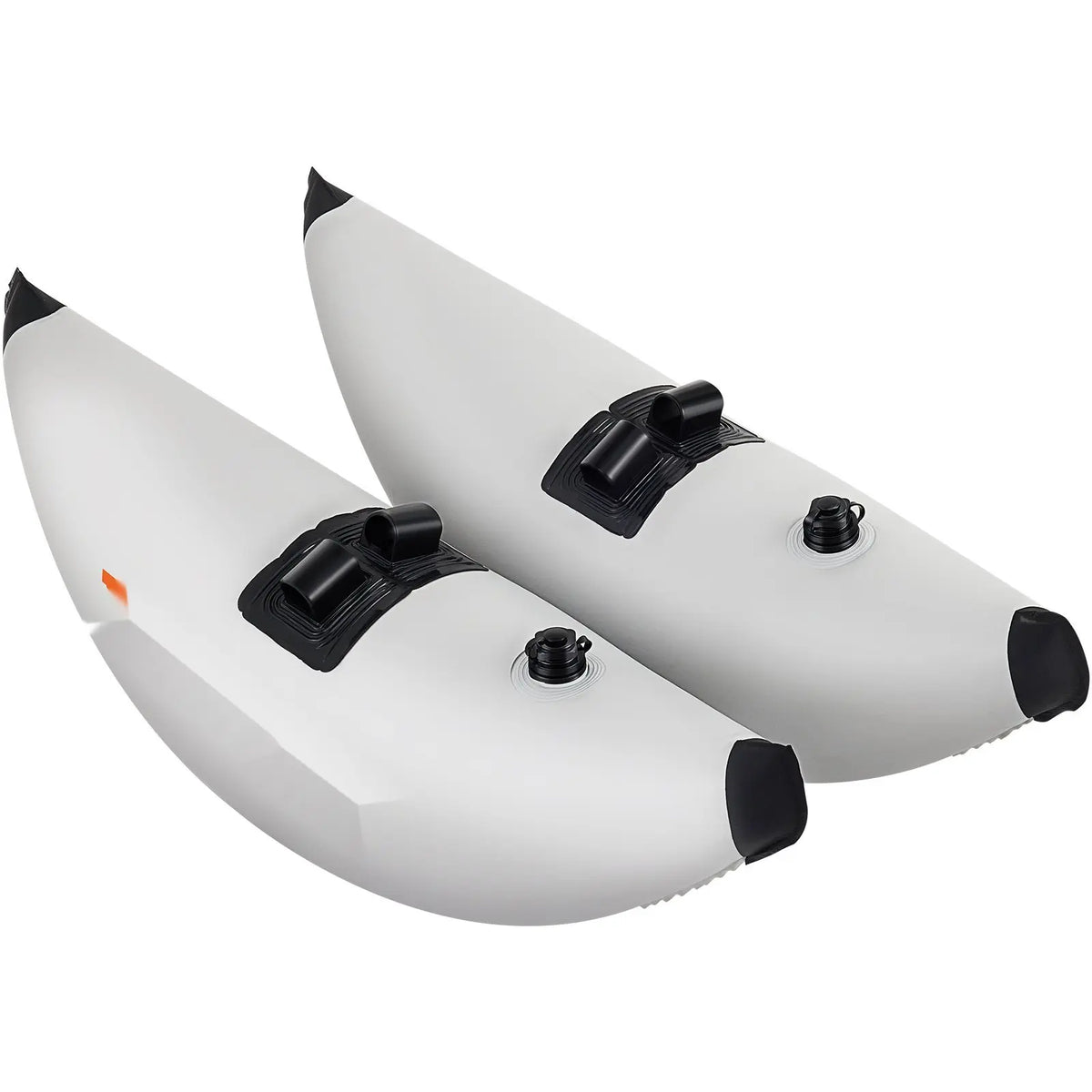 Inflatable White Kayak Float Pair With Black Tips